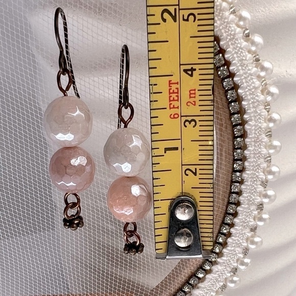 COPPER Earrings Mystic Peach Aventurine - Picture 5 of 11